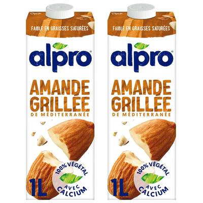 Alpro Lait d'amande avec calcium et vitamines ajoutés, Lot de 2x1l