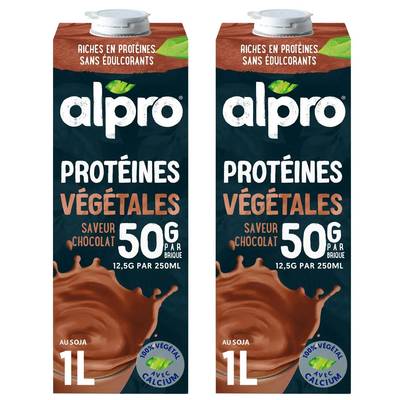 Alpro Boisson protéinée végétale chocolat, Lot de 2x1l