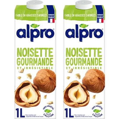 Alpro Boisson à la noisette avec calcium et vitamines ajoutés, Lot de 2x1l