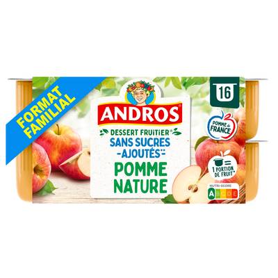 Andros Compote de pomme sans sucre ajouté, 16x100g