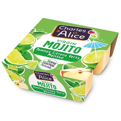 Charles et Alice Compote virgin mojito sans sucre ajouté, 4x97g