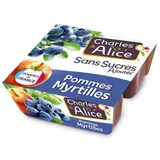 Charles et Alice Pomme Myrtilles Sauvages sans sucres ajoutés, 4x97g