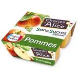 Charles et Alice Pomme nature sans sucre ajouté, 4x100g