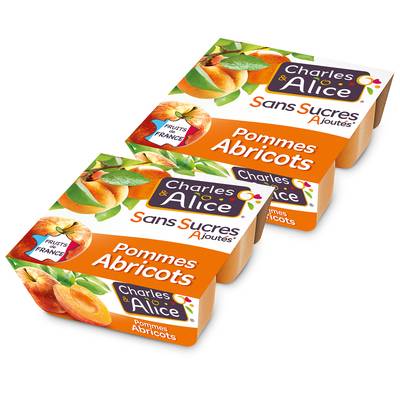 Charles et Alice Pomme abricot sans sucre ajouté, Lot de 2 - 4x100g