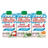 Elle&Vire Crème 4% Mg Extra Légère Semi Épaisse UHT, 3x20cl