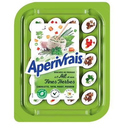 Apérivrais Bouchées de fromage frais Ail et Fines Herbes, 100g