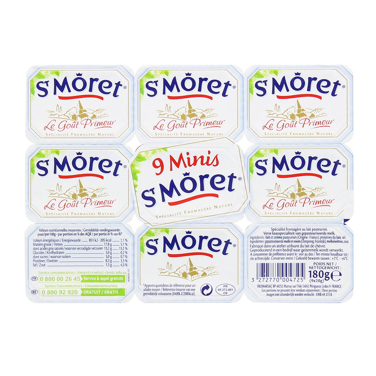 Saint Moret Fromage frais à tartiner, 9 portions - 180g