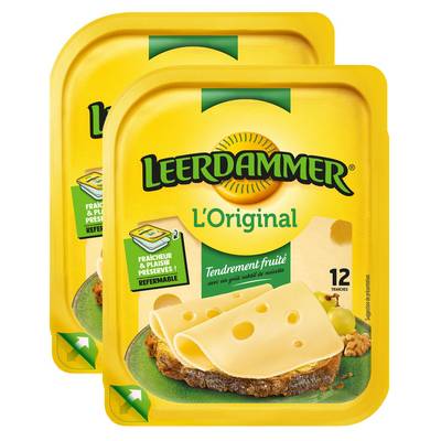 Leerdammer Fromage en tranches, Lot de 2x12 tranches