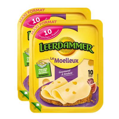Leerdammer Fromages en tranches, 250g, Lot de 2x10 tranches