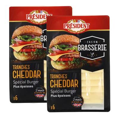Président Cheddar Façon Brasserie, Lot de 2x6 tranches