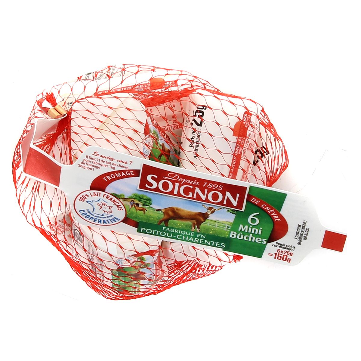 Soignon Mini buche chèvre filet, 6 portions - 150g