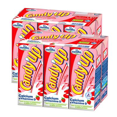 Candy-Up Boisson lactée fraise UHT, Lot de 2 - 6x20cl