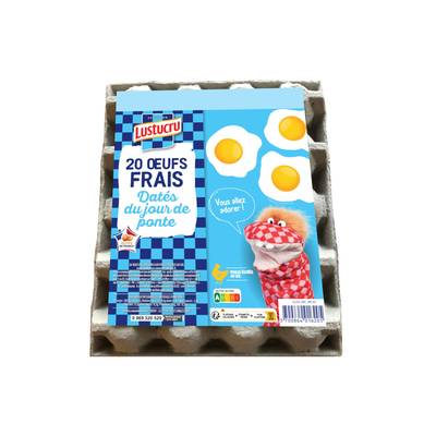 Lustucru Oeufs de poule élevées au sol, 20 oeufs