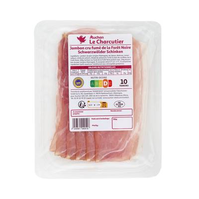 Auchan Le Charcutier Jambon Cru de la Forêt Noire, 10 tranches - 100g