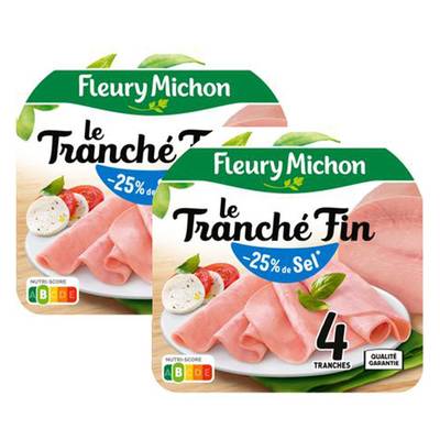 Fleury Michon Jambon le Tranché Fin Taux de Sel Réduit, Lot de 2x120g