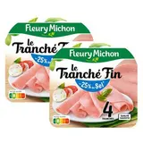 Fleury Michon Jambon Supérieur Le Tranché Fin Taux de Sel Réduit, Lot de 2x120g