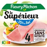 Fleury Michon Jambon Supérieur Taux de Sel Réduit Conservation Sans Nitrite, 4 tranches - 140g