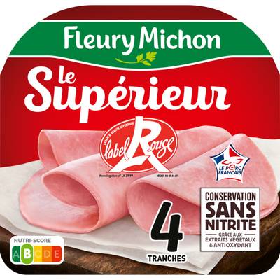 Fleury Michon Jambon Label Rouge Conservation Sans Nitrite, 4 tranches - 160g