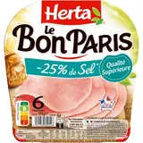 Herta Jambon Supérieur Le Bon Paris Taux de Sel Réduit, 6 tranches - 210g
