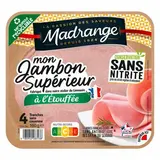 Madrange Jambon Supérieur à l'Étouffé Conservation sans Nitrites, 4 tranches - 160g