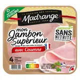 Madrange Jambon Supérieur avec Couenne Conservation sans Nitrites, 4 tranches - 160g