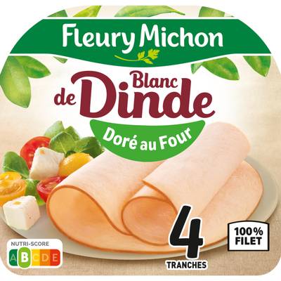 Fleury Michon Blanc de Dinde Doré au Four, 4 tranches - 160g
