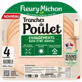 Fleury Michon Tranches de Poulet Engagement Bien Être Animal, 4 tranches - 130g