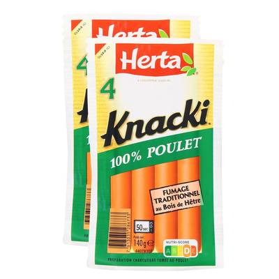 Herta Knacki 100% Poulet, Lot de 2x140g