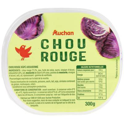 Auchan Salade de Choux Rouge, 300g