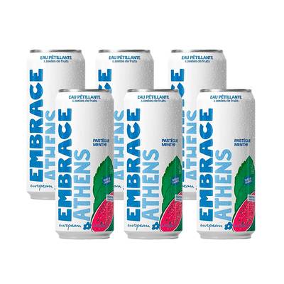 Embrace ATHENS, Boisson Pétillante Pastèque Menthe, Lot de 6x33cl
