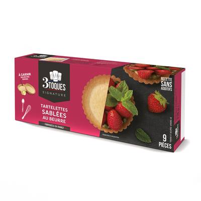 Les 3 Toques 9 Tartelettes Sablées au Beurre à garnir, 216g