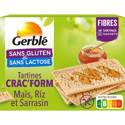 Gerblé Sans Gluten Sans Lactose Tartine Maïs Riz Sarrasin Sans Gluten, 210g
