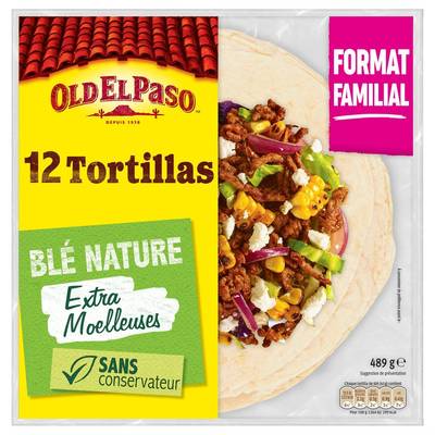 Old el Paso 12 Galettes Tortillas de Blé Nature, 489g