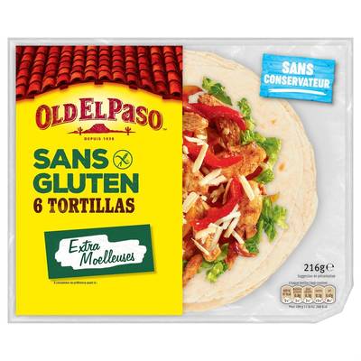 Old el Paso 6 galettes Tortillas sans Gluten, 216g