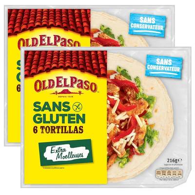 Old el Paso 6 galettes Tortillas sans Gluten, Lot de 2x216g