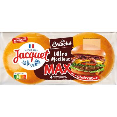 Jacquet Pain Hamburger Max Brioché, 4 buns - 300g