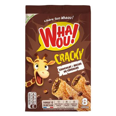 Whaou Cracky crêpes fourrées chocolat et billes de céréales, 256g