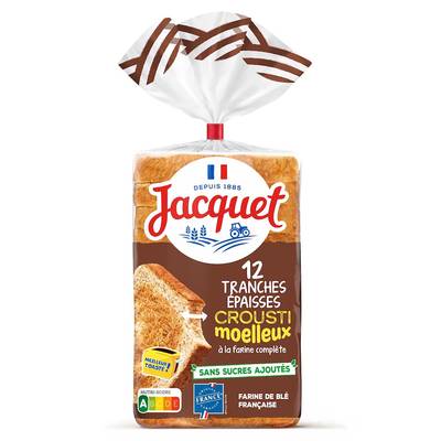 Jacquet Crousti moelleux pain de mie complet, 12 tranches - 730g