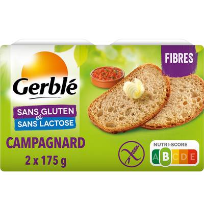 Gerblé Sans Gluten Sans Lactose Pain campagnard tranché sans gluten et sans lactose, 2x175g