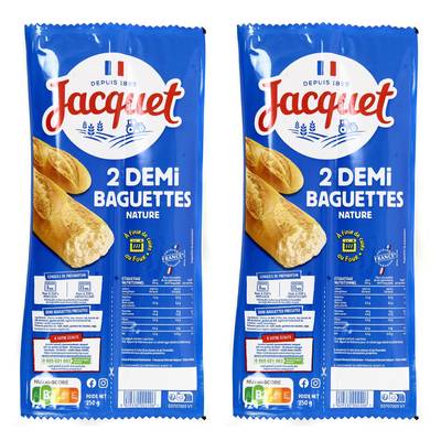 Jacquet Demi-Baguettes au Froment, Lot de 2x2x125g