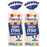 Harrys Pain de Mie Nature 100% Mie Sans Croûte, Sans Additifs, Lot de 2 - 20 tranches soit 500g