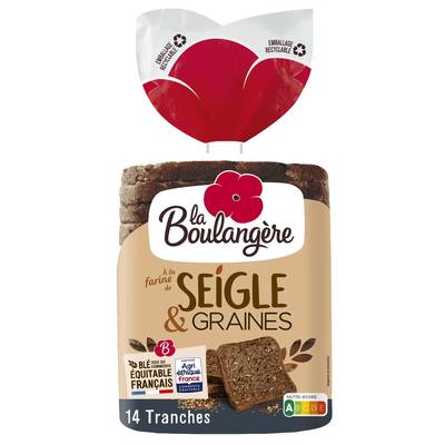 La Boulangère Pain de Mie Seigle & Graines, 14 tranches - 500g