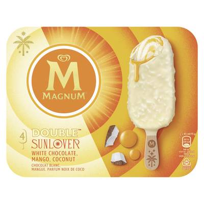 Magnum Bâtonnets Coco Mangue Chocolat Blanc, 4 bâtonnets - 300g