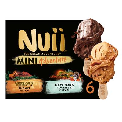 Nuii Minis bâtonnets Texan pécan et New York cookie, 6 bâtonnets - 256g