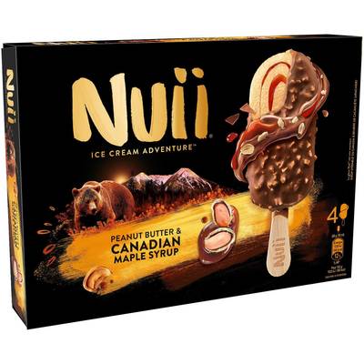 Nuii Bâtonnets glacés sirop d'érable & beurre de cacahuète, 4 bâtonnets - 272g