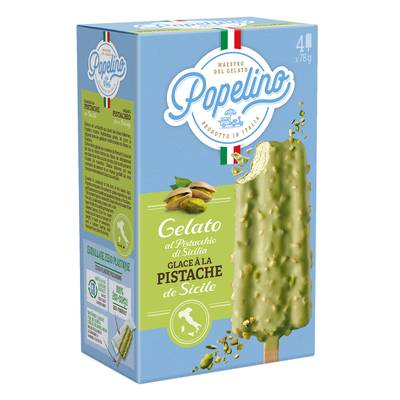 Popelino Glace à la pistache de Sicile, 4 bâtonnets - 312g