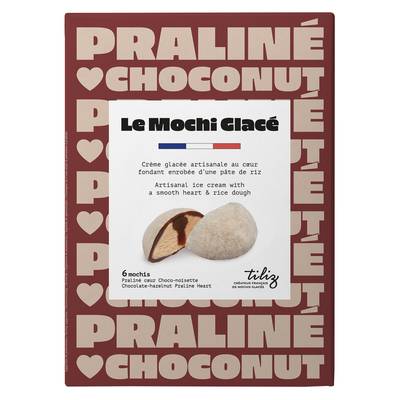 Tiliz Mochi glacé praliné cœur chocolat, 210g