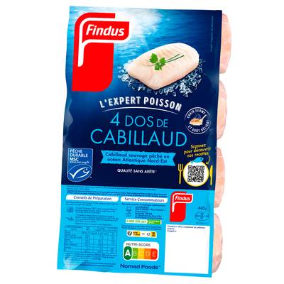 Findus Dos de cabillaud MSC pêché en Atlantique Nord Est, 4x110g