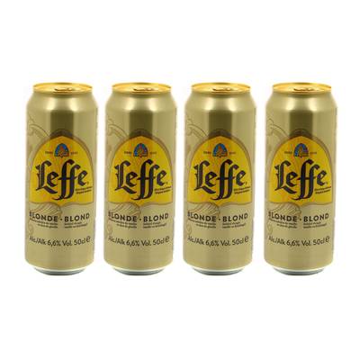 Leffe Bière blonde d'Abbaye 6.2°, Lot de 4x50cl