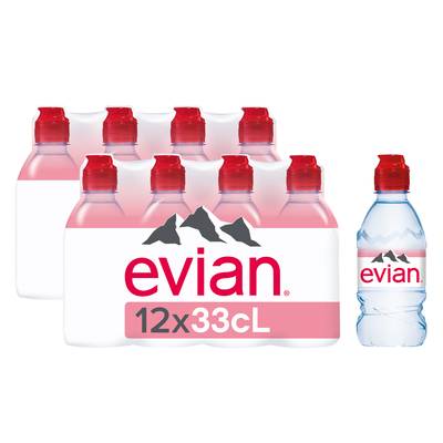 Evian Eau minérale naturelle, Lot de 2 - 12x33cl